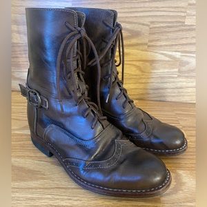 ATITLAN Handcrafted Wingtip Brogue Brown Leather Boots Women’s Size 7 (No Tag)